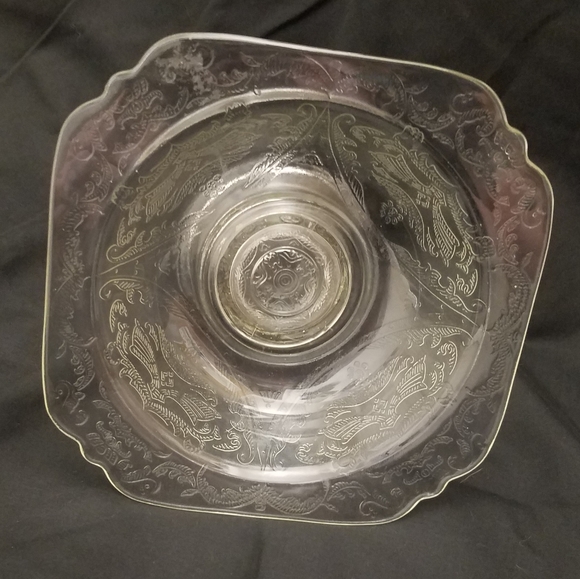 Federal Glass Madrid Pattern Clear Glass Pedestal Bowl - Picture 4 of 6